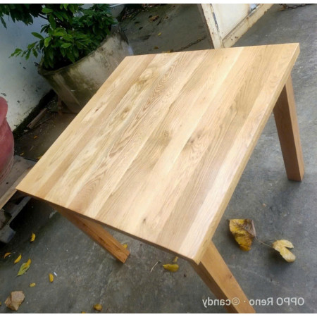 Square 90cm : Bàn Ăn Gỗ Sồi Vuông 90cm + 4 Ghế ( KD1191 - Mặt Nệm PU )